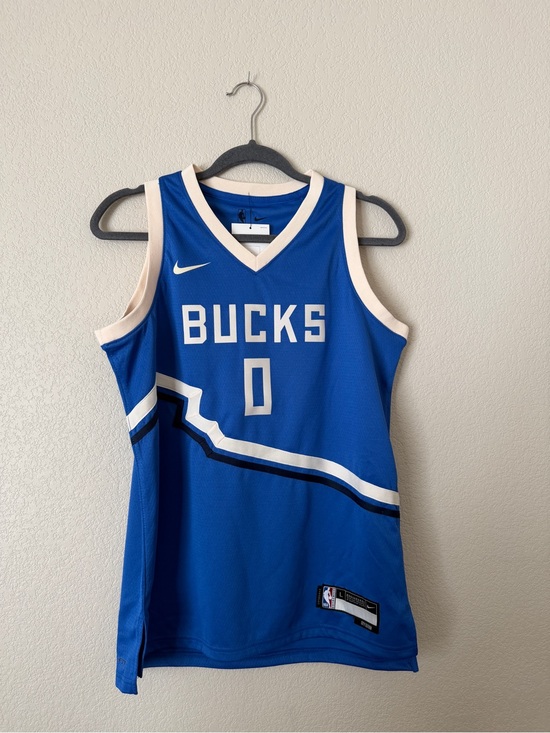 Nike Other - Damian Lillard Milwaukee Bucks Nike Blue White Jersey Youth Large NWT